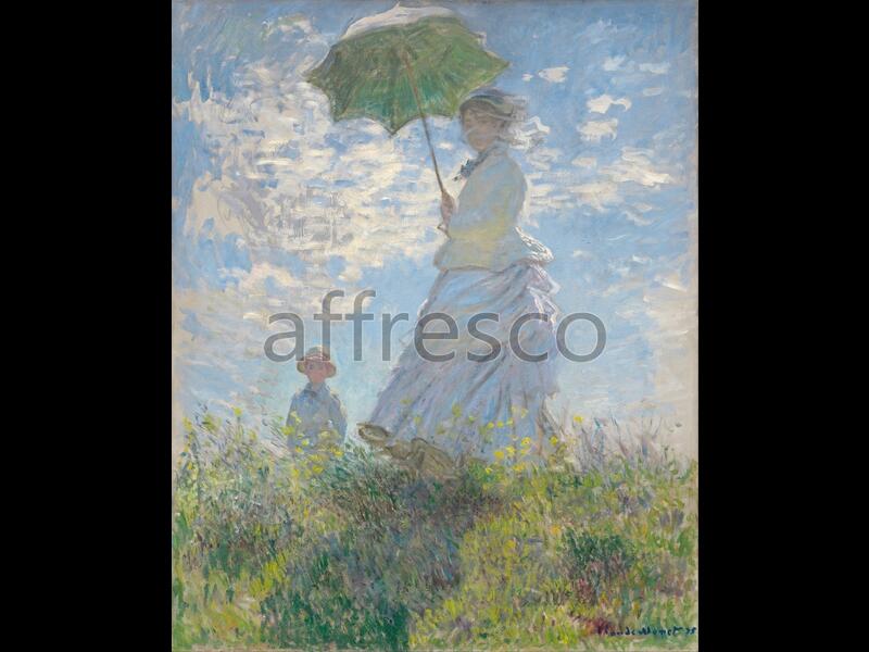 Картина: Клод Моне, Дама с зонтиком - Мадам Моне и ее сын