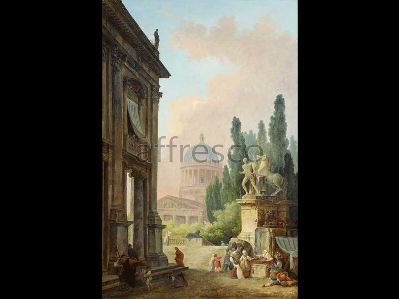 Картина: Юбер Робер, Воображаемый вид Рима с укротителем коня
