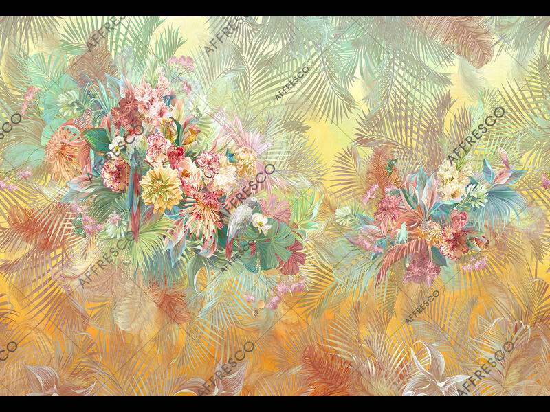 Цветы и попугаи,  арт. ID137724